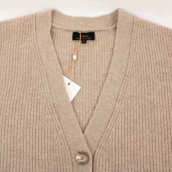 Quince Tan Cashmere Fisherman Cardigan Sweater - Picture 5 of 12